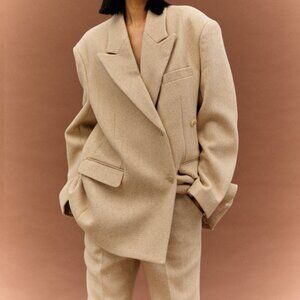 Asymmetric-Button Oversize Blazer